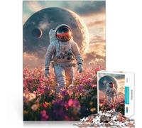 puzzle 1000 pezzi per adulti Astronauta nel campo di fiori Gioco di famiglia antistress sfida difficile Giocattoli per la decorazione della casa 70x100cm