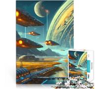 puzzle 1000 pezzi per adulti Astronave su un pianeta alieno di fantascienza Assemblaggio del modello perché è ideale come regalo per tutta la famiglia 75x50cm
