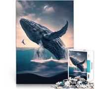 puzzle 1000 pezzi per adulti balena animali mare Antistress Vacanza in patria Uccidere il tempo con poster abbinato e foglio di quiz 38x26cm