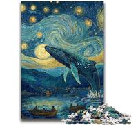 Puzzle 1000 pezzi per adulti Balene nel cielo stellato, giocattoli giochi educativi antistress che migliorano l'amore tra coppie 26X38CM