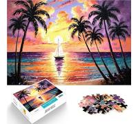 puzzle 1000 pezzi per adulti Barca a vela al tramonto Difficile da completare ma divertente e umoristico Adatto per la decorazione del desktop 38x26cm