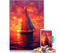 puzzle 1000 pezzi per adulti Barca a vela al tramonto sull'oceano Gioco a quiz Decorazione murale Regali unici per compleanno e Natale 52x38cm