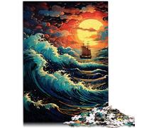 Puzzle 1000 pezzi per adulti barca a vela fantastico al tramonto giocattolo educativo intellettuale decomprimente per adolescenti dai 14 anni e oltre 26 x 38 cm