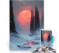 puzzle 1000 pezzi per adulti Barca a vela Red Moon Difficile da completare ma divertente e umoristico Migliorare l'amore tra le coppie 75x50cm