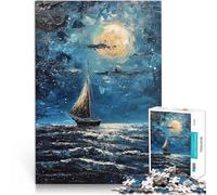 puzzle 1000 pezzi per adulti Barca al chiaro di luna Giocattoli educativi per l'apprendimento Giochi per famiglie Idee regalo 38x26cm