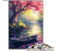 Puzzle 1000 pezzi per adulti "Barca sotto il ciliegio" in legno, ideale per divertimento in famiglia, relax e regali di festa 50x75cm, festa di compleanno per uomini e donne
