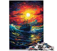 Puzzle 1000 pezzi per adulti barca sul mare Giocattoli educativi di apprendimento 26x38cm Migliorare l'amore tra coppie per i giovani di 14 anni