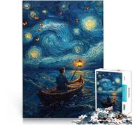 puzzle 1000 pezzi per adulti Barcaiolo della notte stellata Giocattoli di gioco impegnativi con poster abbinato e foglio di quiz 75x50cm