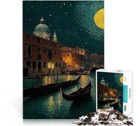 puzzle 1000 pezzi per adulti Bella notte a Venezia Difficile da completare ma divertente e umoristico Collezione di artisti, Belle arti 52x38cm