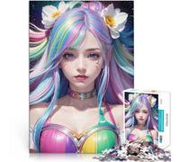 puzzle 1000 pezzi per adulti Bellissima ragazza arcobaleno 2 Allena il tuo cervello e le tue mani Migliorare l'amore tra le coppie 52x38cm