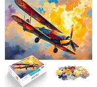 puzzle 1000 pezzi per adulti Biplano d'epoca in volo Antistress Vacanza in patria Uccidere il tempo Migliorare l'amore tra le coppie 38x26cm