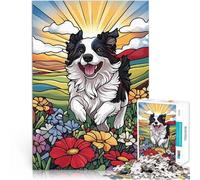 puzzle 1000 pezzi per adulti Border Collie felice nel campo Gioco di famiglia antistress sfida difficile Regalo di compleanno, regali, arte murale 50x70cm