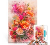puzzle 1000 pezzi per adulti Bouquet floreale ad acquerello Giocattolo educativo per l'apprendimento Lista dei desideri con Babbo Natale 75x50cm