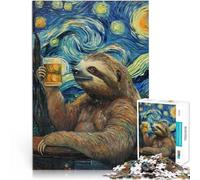puzzle 1000 pezzi per adulti Bradipo divertente che beve birra Vacanza a casa: uccidere il tempo perché è ideale come regalo per tutta la famiglia 50x70cm