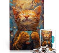 puzzle 1000 pezzi per adulti Caffè gatto sorridente Antistress Vacanza in patria Uccidere il tempo Collezione di artisti, Belle arti 52x38cm