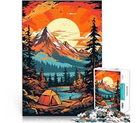 puzzle 1000 pezzi per adulti Campeggio in montagna al tramonto Riduzione dello stress interessante è ideale come regalo per tutta la famiglia 52x38cm