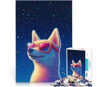 Puzzle 1000 pezzi per adulti Cane con occhiali da sole contro le stelle Fatto di cartone Adatto a persone dai 14 anni in su Giochi di famiglia offerte come regali per tutta la famiglia