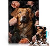 puzzle 1000 pezzi per adulti Cane nelle rose Giocattoli che creano dipendenza e sfidano l'intelligenza del cervello Opera d'arte 52x38cm