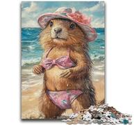 Puzzle 1000 pezzi per adulti Capibara in vacanza divertimento in famiglia ideale come regalo per tutta la famiglia dai 14 anni in su 26x38cm