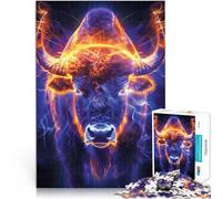 puzzle 1000 pezzi per adulti Carica del bufalo luminoso Difficile da completare ma divertente e umoristico Decorazione della casa 52x38cm