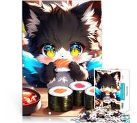 puzzle 1000 pezzi per adulti Carino peloso che mangia sushi Giocattoli per l'intrattenimento in famiglia regali per amici e familiari 50x70cm