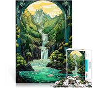 puzzle 1000 pezzi per adulti Cascata surreale al tramonto Gioco intellettuale giocattolo con pezzi completamente interconnessi di forma casuale 52x38cm