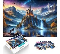 puzzle 1000 pezzi per adulti Cascate del fiume Wolf Giocattolo educativo intellettuale decomprimente con poster abbinato e foglio di quiz 38x26cm