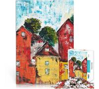 puzzle 1000 pezzi per adulti Case rosse e gialle Antistress Vacanza in patria Uccidere il tempo perché è ideale come regalo per tutta la famiglia 38x26cm