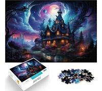 Puzzle 1000 pezzi per adulti castello nero di notte puzzle gioco di partecipazione 26 x 38 cm decorazione per la casa unica e regali per adolescenti dai 14 anni in su