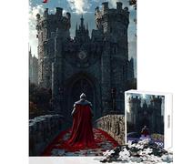 Puzzle 1000 pezzi per adulti Cavaliere all'ingresso del castello con mantello rosso Giocattoli antistress Ottimo regalo per giochi Gioco educativo Lista dei desideri con Babbo Natale 38x52cm