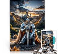 puzzle 1000 pezzi per adulti Cavaliere inginocchiato davanti al castello Regali di giochi impegnativi Gioco educativo per compleanno e Natale 52x38cm
