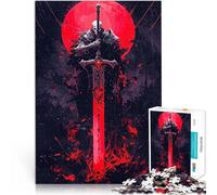 puzzle 1000 pezzi per adulti Cavaliere oscuro con spada Antistress Vacanza in patria Uccidere il tempo con poster abbinato e foglio di quiz 38x26cm
