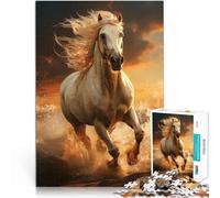 puzzle 1000 pezzi per adulti cavallo bianco al galoppo Difficile da completare ma divertente e umoristico Regalo di opere d'arte 52x38cm