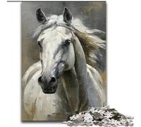 Puzzle 1000 pezzi per adulti Cavallo bianco, giocattoli educativi ideali come regalo per tutta la famiglia dai 14 anni in su dimensioni 50x75cm
