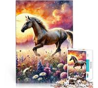 puzzle 1000 pezzi per adulti Cavallo che corre attraverso il campo Gioco intellettuale con pezzi completamente interconnessi di forma casuale 75x50cm