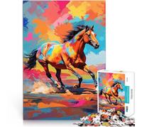 puzzle 1000 pezzi per adulti Cavallo selvaggio colorato che corre libero Taglio di precisione Migliorare l'amore tra le coppie 52x38cm