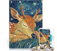 puzzle 1000 pezzi per adulti Cervo addormentato sotto la notte stellata Giocattoli fai da te Regalo di compleanno, regali, arte murale 75x50cm