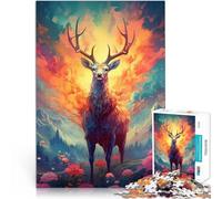 puzzle 1000 pezzi per adulti Cervo nella foresta misteriosa Sfida di gioco educativo giocattolo Regalo di compleanno, regali, arte murale 52x38cm