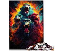 Puzzle 1000 pezzi per adulti che disegnano una famiglia di scimmie, giocattolo educativo anti-stress, puzzle regali di compleanno per adolescenti dai 14 anni e oltre 26 x 38 cm