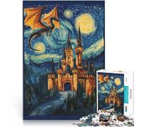 puzzle 1000 pezzi per adulti Cielo notturno del drago e del castello Giocattoli educativi Decorazione murale Regali unici per compleanno e Natale 38x26cm
