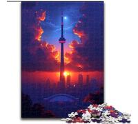Puzzle 1000 pezzi per adulti Città al tramonto in legno, gioco interattivo per famiglie, adatto a partire dai 14 anni, 50x75cm, Natale o compleanni