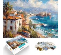 puzzle 1000 pezzi per adulti Città costiera della spiaggia mediterranea Giochi di relax con pezzi completamente interconnessi di forma casuale 52x38cm