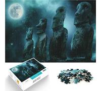 Puzzle 1000 pezzi per adulti Città di viaggio dell'Isola di Pasqua Fatto di legno，per e da 14 anni in su Gioco antistress per famiglie, sfida difficile Regalo per i compleanni。misurare：50x75cm