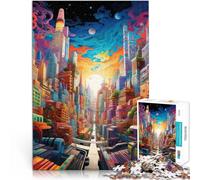 puzzle 1000 pezzi per adulti Città paranormale vibrante Antistress Vacanza in patria Uccidere il tempo Collezione di artisti, Belle arti 38x26cm