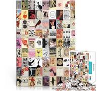Puzzle 1000 pezzi per adulti “collage in stile retrò” Fatto di legno，da 14 anni in su con pezzi completamente interconnessi di forma casuale Regali di compleanno e regali unici。misurare：50x75cm