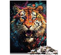 Puzzle 1000 pezzi per adulti colorato puzzle tigre furioso 50 x 75 cm adatto come decorazione da scrivania per 14 anni