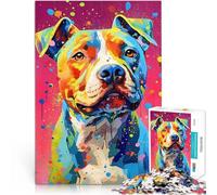 puzzle 1000 pezzi per adulti Colore del cane Pitbull Pitbull Allena il tuo cervello e le tue mani Decorazioni e regali unici per la casa 75x50cm