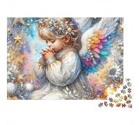 Puzzle 1000 Pezzi per Adulti con Angelo della Preghiera di Natale, Angelo Ali Arcobaleno Stelle di Natale, Premium Spesso Resistente Vivace Sfidante Difficile Regalo Famiglia 38x26cm/1000pz