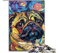 Puzzle 1000 pezzi per adulti con carlino e cielo notturno in legno, giocattoli regalo educativi, intellettuali, divertenti, gioco per famiglie, 50x75cm, festa di compleanno per uomini e donne