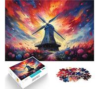 Puzzle 1000 pezzi per adulti con mulino a vento olandese giocattolo gioco intellettuale difficile da completare ma divertente e umoristico, 26 x 38 cm